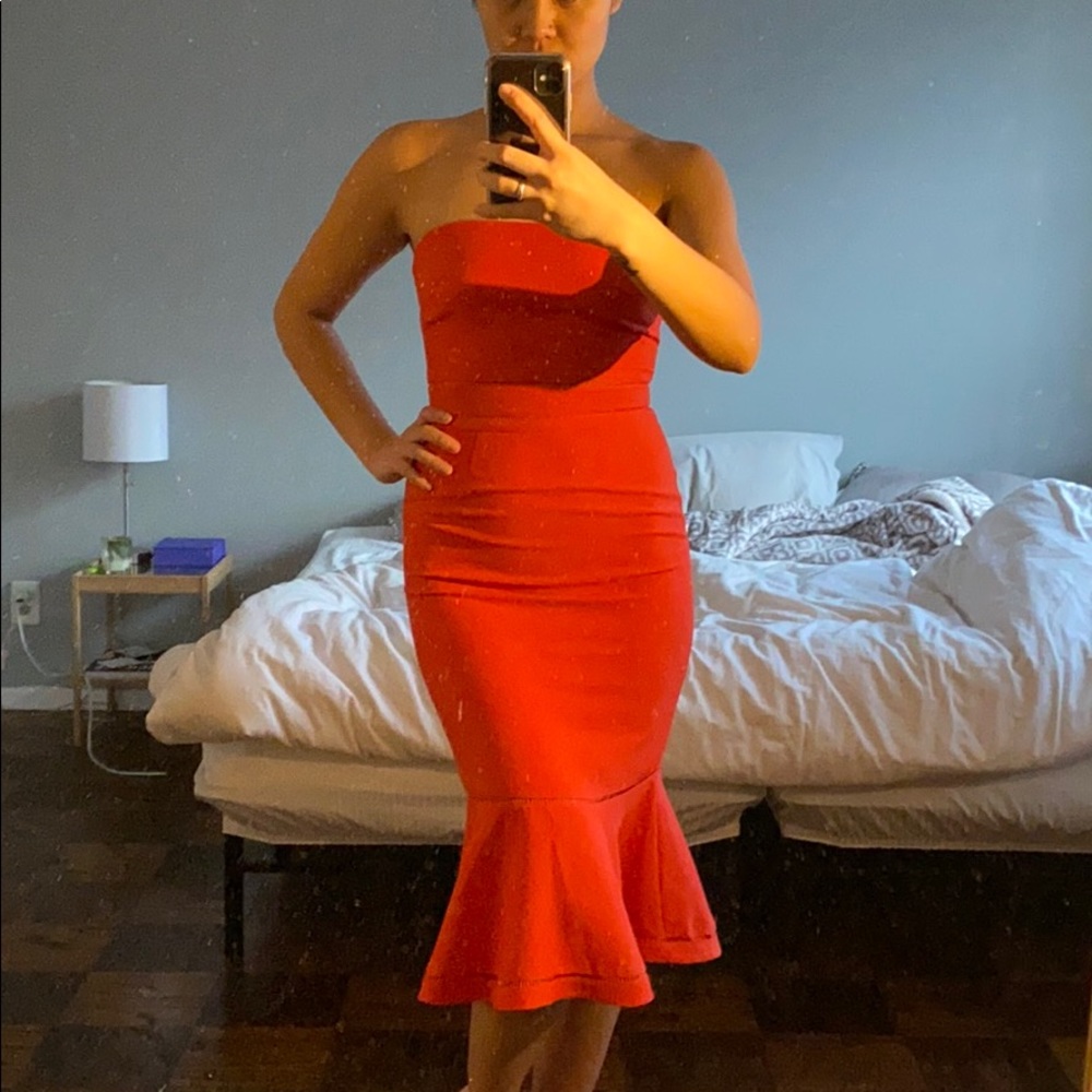 Likely Coral Strapless Mermaid Dress